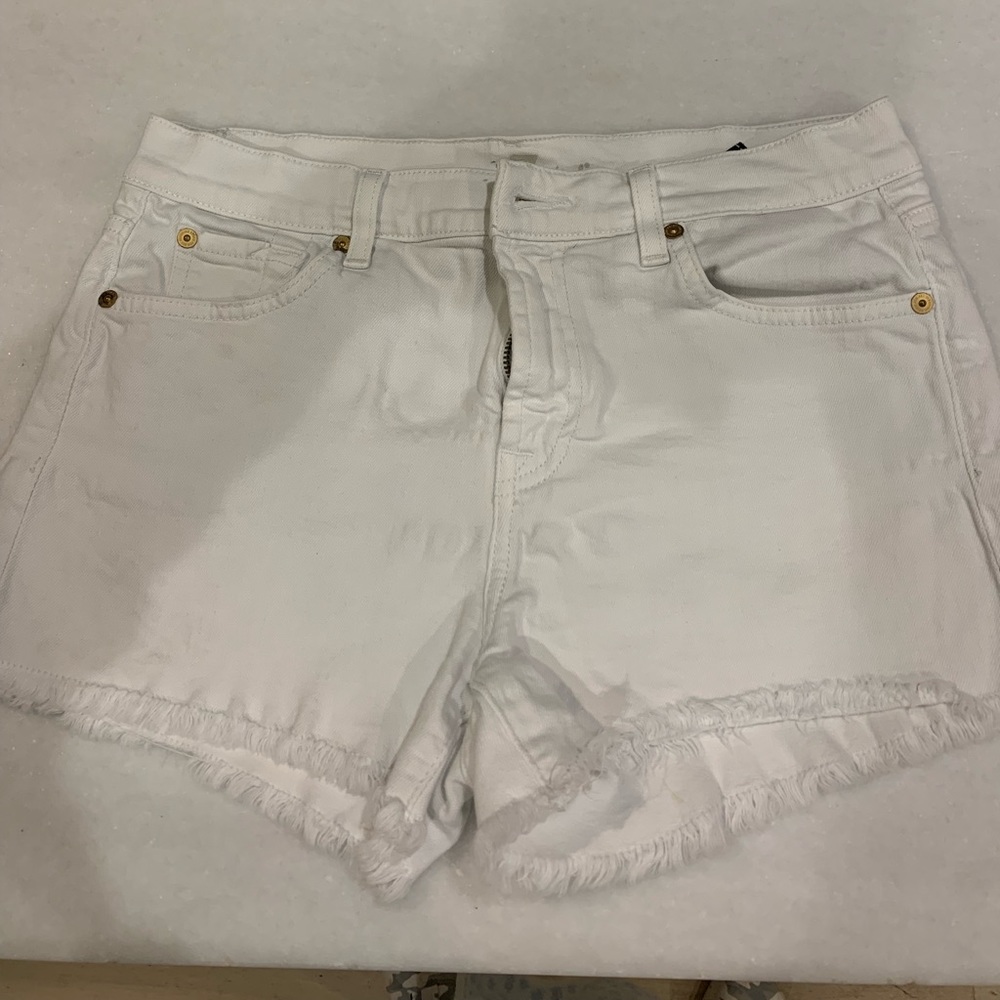 7 For all mankind white jean shorts